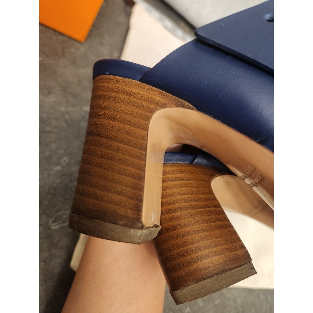 Hermes Leather Bicolor Mule Sandals Heels 37 1/2 Resoled Dust Bag Box - Picture 13 of 16
